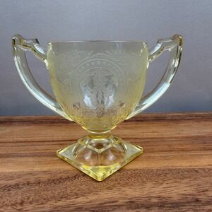 Indiana Glass Horseshoe Yellow Depression Glass Open Sugar Bowl No 612 Vintage